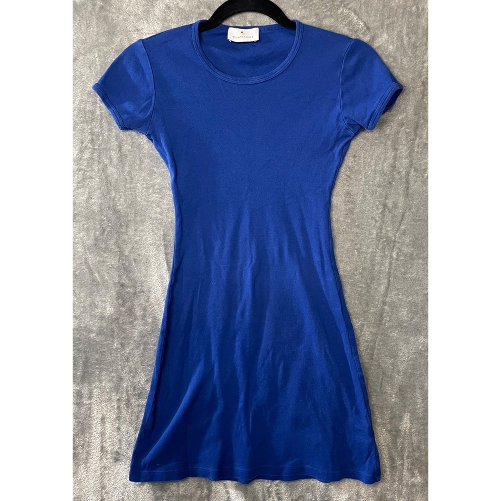 GIL RODRIGUEZ Bellevue Mini Tee Shirt Dress Womens Extra Small XS Blue Cotton SS
